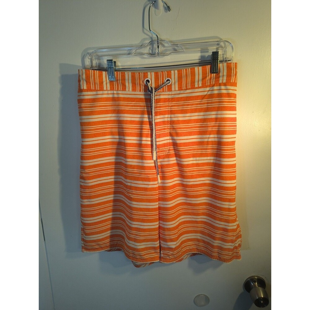 johnnie-O Shiloh Board Shorts Mens L Large Tangerine Orange Striped Swim Trunks